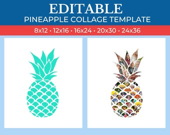 Picture Collage Pineapple Template | GridArt Canva | Image Collage | Pic Stitch | Pineapple Collage Template