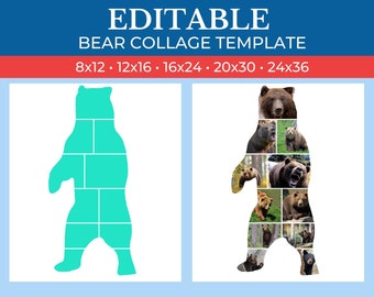 Picture Collage Bear Template | GridArt Canva | Image Collage | Pic Stitch | Bear Collage Template