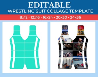 Picture Collage Wrestling Suit Template | GridArt Canva | Image Collage | Pic Stitch | Wrestling Suit Collage Template