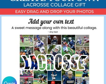 Lacrosse Gift Collage Template | Editable Collage for Lacrosse Fans Gifts | Collage for Lacrosse Team | Canva Custom Lacrosse Collage