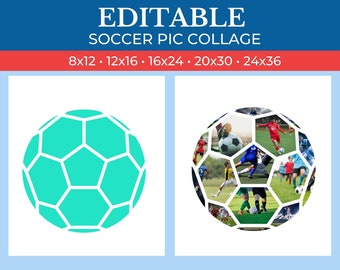 Soccer Gift Collage Template | Editable Collage for Soccer Fans Gifts | Collage for Soccer Team | Canva Custom Soccer Collage