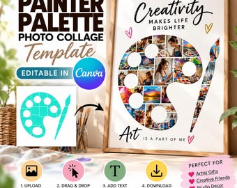PRINTABLE Painter Gift Collage Template | Editable Collage for Painter Gifts | Collage for Painter | Canva Custom Painter Collage
