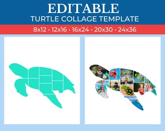 Picture Collage Turtle Template | GridArt Canva | Image Collage | Pic Stitch | Turtle Collage Template