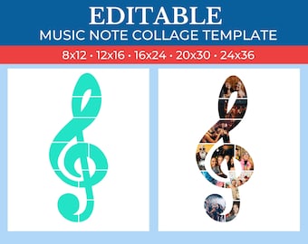 Picture Collage Music Note Template | GridArt Canva | Image Collage | Pic Stitch | Music Note Collage Template