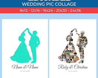 Collage de fotos de boda personalizado - Collage de fotos personalizado / Collage de Canva / Arrastrar y soltar fotos en Canva