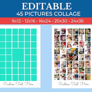 PRINTABLE 45 Photos Collage Template Canva | Photo Collage Good for 45 Photos | 45 Photos Template Collage Editable Drag and Drop