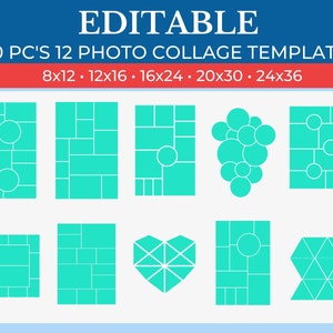 Collage gift template in the shape of a 10 PC's 12 Photo grid art