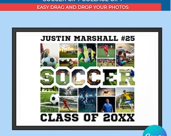 Soccer Gift Collage | Collage Canva Template | Editable Canva Template Collage as Gift for Soccer Coach Players