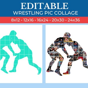 editable collage coach gift for wrestling players can be printed in any material