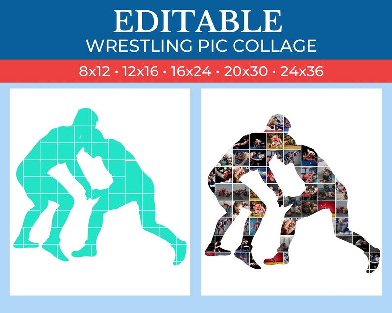 editable collage coach gift for wrestling players can be printed in any material