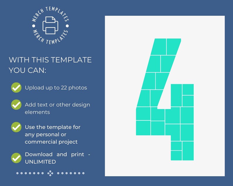 4th Number Collage Frame | 4 Collage Frame Canva Editable | 4th ...