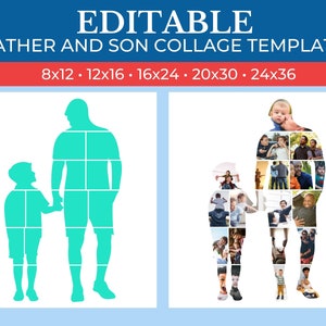 Collage gift template in the shape of a Father and Son grid art