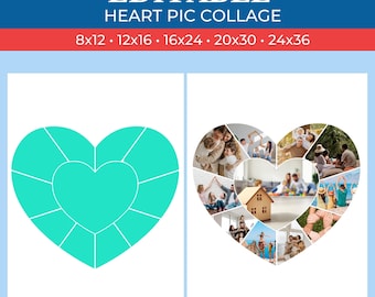 Custom Heart Picture Collage - Personalized Photo Collage | Canva Collage | Canva Template | Drag and Drop Photos in Canva
