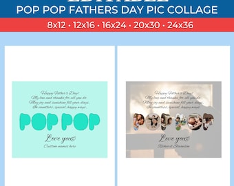 Collage de fotos personalizado para el Día del Padre con diseño de Pop Pop: collage de fotos personalizado / collage de Canva / plantilla de Canva / arrastrar y soltar fotos en Canva