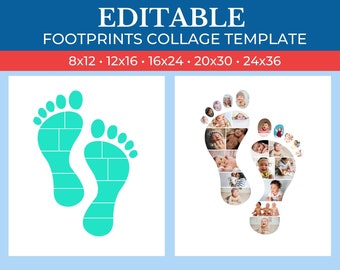 Picture Collage Footprints Template | GridArt | Image Collage | Pic Stitch | Photo Collage Frame | Image Collage | Pic Stitch