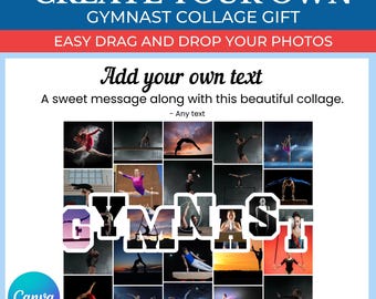 Gymnast Gift Collage Template | Editable Collage for Gymnast Fans Gifts | Collage for Gymnast Team | Canva Custom Gymnast Collage