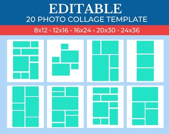 Picture Collage 20 Multiple Template | GridArt Canva | Image Collage | Pic Stitch | 20 Multiple Collage Template