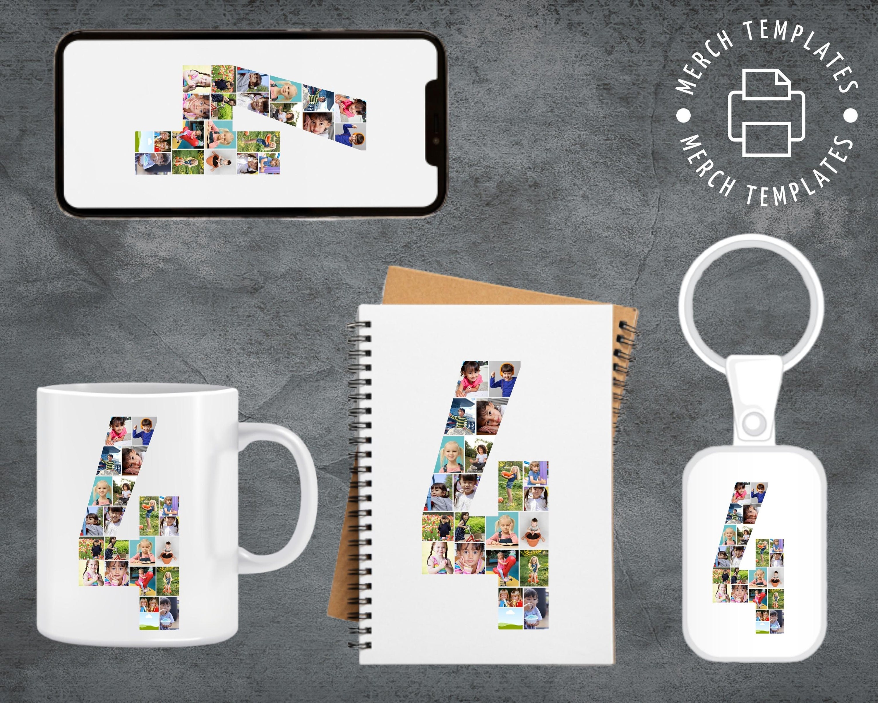 4th Number Collage Frame | 4 Collage Frame Canva Editable | 4th ...