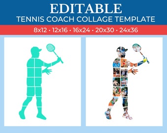 Tennis Coach Gift Picture Collage Template | GridArt Canva | Image Collage | Pic Stitch | Tennis Girl Collage Template