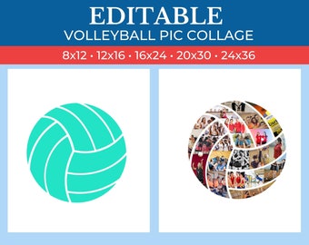 EDITIERBARER Basketball Bilderrahmen | Handball Bild Vorlage | Basketball Bild Collage | Volleybal Bildcollage auf Leinwand