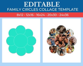 Bildcollage Familie Kreise Vorlage | GridArt Leinwand | Bildcollage | BildStich | Familien Kreise Collage Vorlage