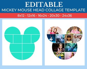 Picture Collage mickey mouse head Template | GridArt Canva | Image Collage | Pic Stitch | mickey mouse head Collage Template