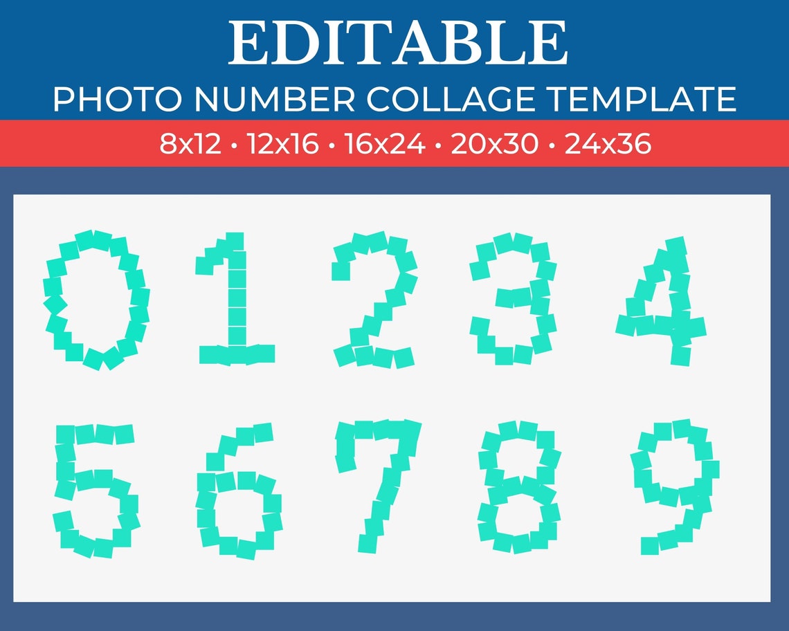 Picture Collage Photo Number Template | Gridart Canva | Image Collage ...