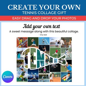 Tennis Gift Collage Template | Editable Collage for Tennis Fans Gifts | Collage for Tennis Team | Canva Custom Tennis Collage