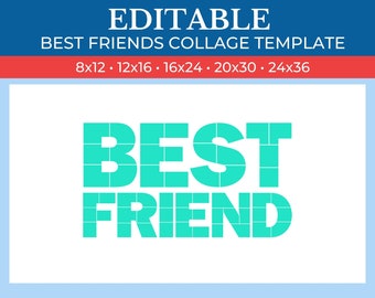 Picture Collage Bestfriend Template | GridArt Canva | Image Collage | Gift For Bestfriend | Pic Stitch | Bestfriend Collage Template
