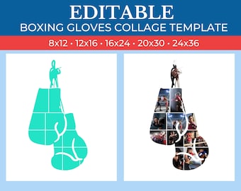 Plantilla de collage de regalo de boxeo IMPRIMIBLE / Collage editable para regalos de fanáticos del boxeo / Collage para equipo de boxeo / Collage de boxeo personalizado de Canva