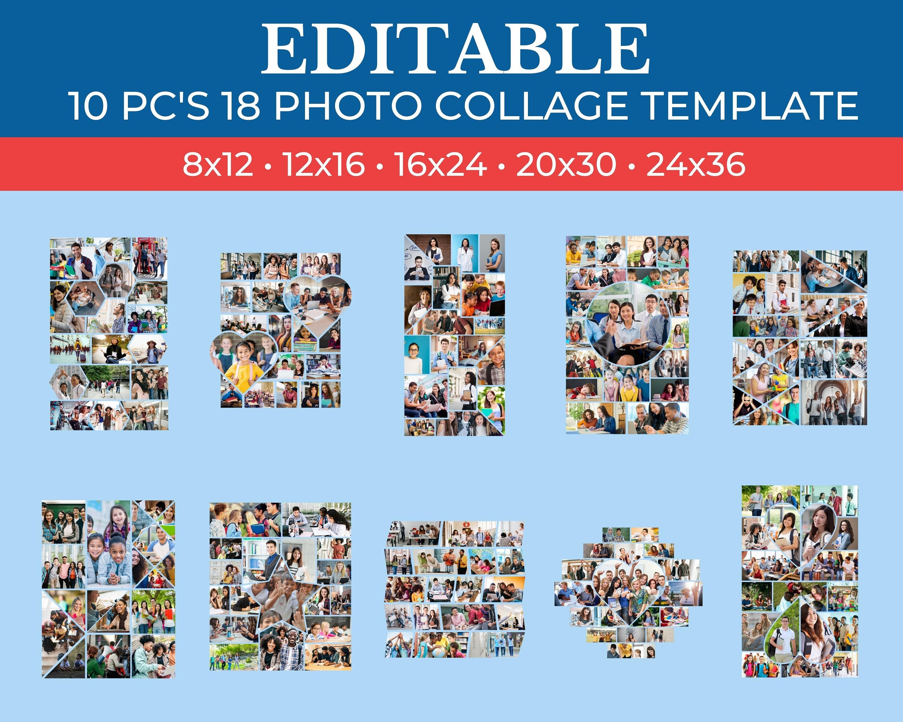 Picture Collage 18 Photo Template | Gridart Canva | Image Collage | Pic ...