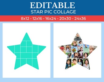 PRINTABLE  Star Gift Collage Template | Editable Collage for Star Fans Gifts | Collage for Star Team | Canva Custom Star Collage