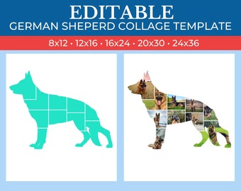 PRINTABLE German Shepherd Gift Collage Template | Editable Collage for German Shepherd Lovers Gifts | Canva Custom Dog Lovers Collage