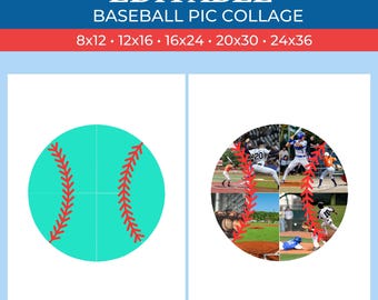 Custom Baseball Picture Collage - Personalized Photo Collage | Canva Collage | Canva Template | Drag and Drop Photos in Canva