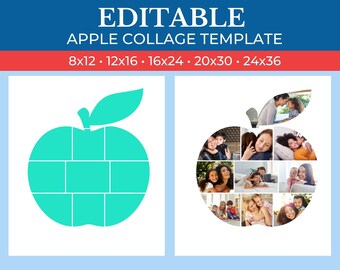 DRUCKBARE Apfel Geschenk Collage Vorlage | Bearbeitbare Collage Apfelförmig | Geschenk für Lehrer | Personalisierte Apfel Collage