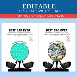 Custom Golf Dad Picture Collage - Personalized Photo Collage | Canva Collage | Canva Template | Drag and Drop Photos in Canva
