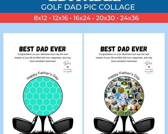 Custom Golf Dad Picture Collage - Personalized Photo Collage | Canva Collage | Canva Template | Drag and Drop Photos in Canva