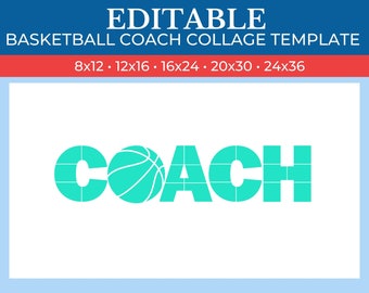 Picture Collage Basketball Coach Template | GridArt Canva | Image Collage | Pic Stitch | Basketball Coach Collage Template
