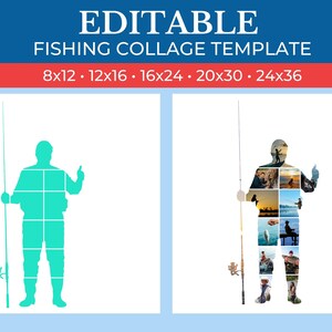 editable collage frame in the shape of Fishing canva