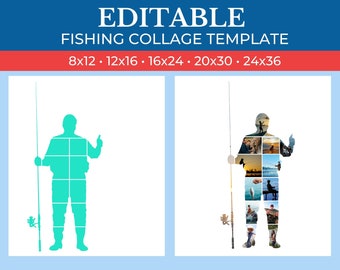 Fishing Gift Collage Template | Editable Collage for Fishing Fans Gifts | Collage for Fishing Team | Canva Custom Fishing Collage