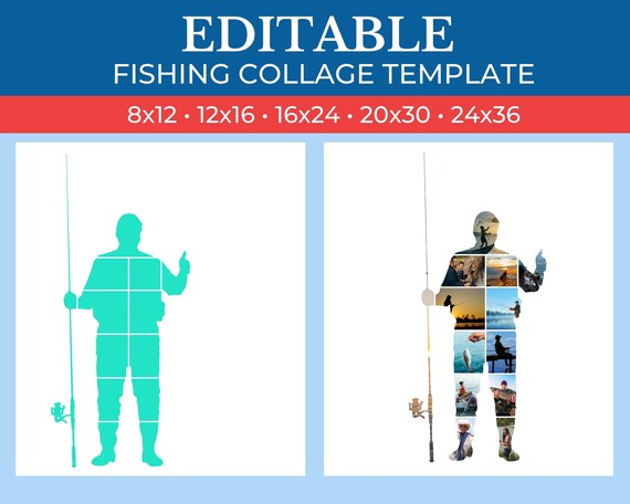 Fishing Gift Collage Template | Editable Collage for Fishing Fans Gifts | Collage for Fishing Team | Canva Custom Fishing Collage