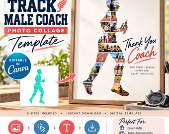 Track and Field Coach Gift Male Collage Template | Running Coach Gift Collage | Coach Appreciation Gift