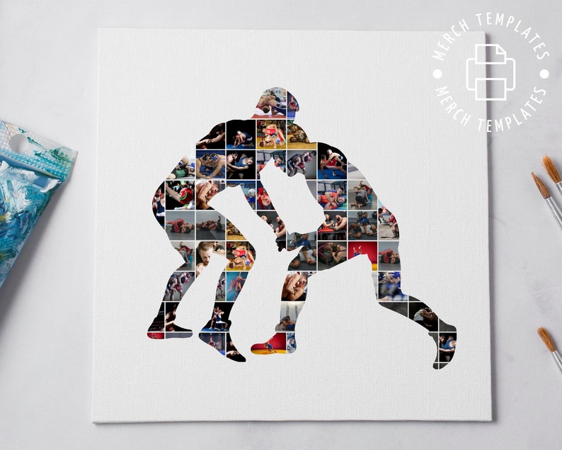 wrestling collage gift in canva template editable