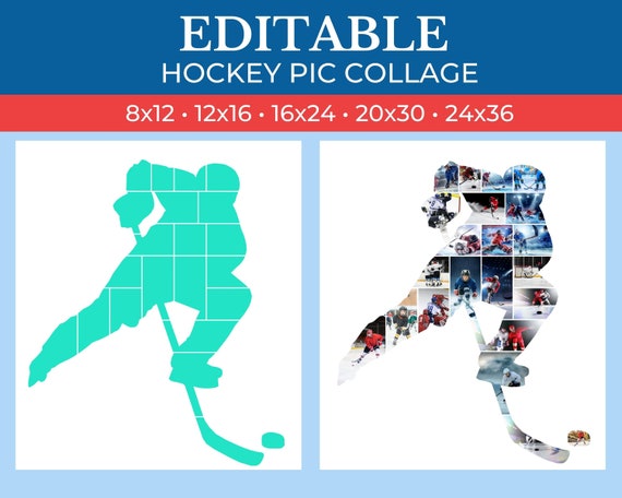 Hockey Coach Collage Template Canva | Canva Collage Template - 8x12 - 12x16 - 16x24 - 20x30 - 24x36 - Custom Size Free