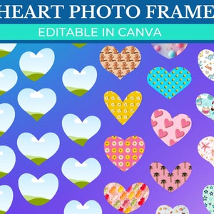 Colorable Heart Frame PRINTABLE Heart Photo Frames Canva | Heart Shape Frames Canva ...