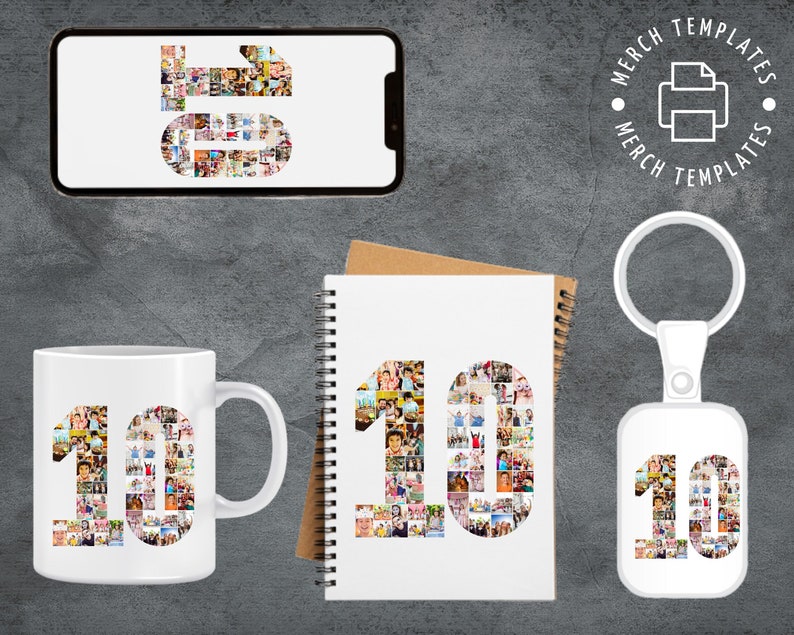 PRINTABLE 10 Number Collage Frame | 10 Collage Frame Canva Editable ...