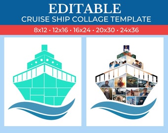 Picture Collage Cruise Ship Template | GridArt Canva | Image Collage | Pic Stitch | Cruise Ship Collage Template