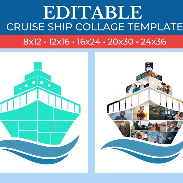 Picture Collage Cruise Ship Template | GridArt Canva | Image Collage | Pic Stitch | Cruise Ship Collage Template