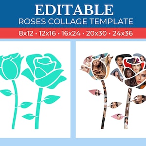 Picture Collage Roses Template | GridArt Canva | Image Collage | Pic Stitch | Roses Collage Template