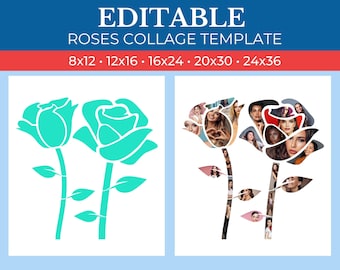 Picture Collage Roses Template | GridArt Canva | Image Collage | Pic Stitch | Roses Collage Template